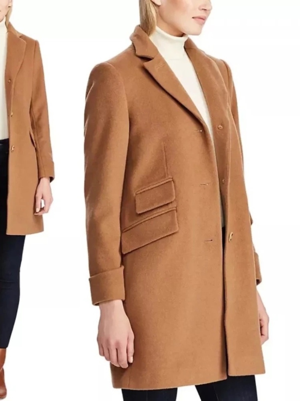 Unworn Lauren Ralph Lauren Wool Blend Reefer Coat in New Vicuna